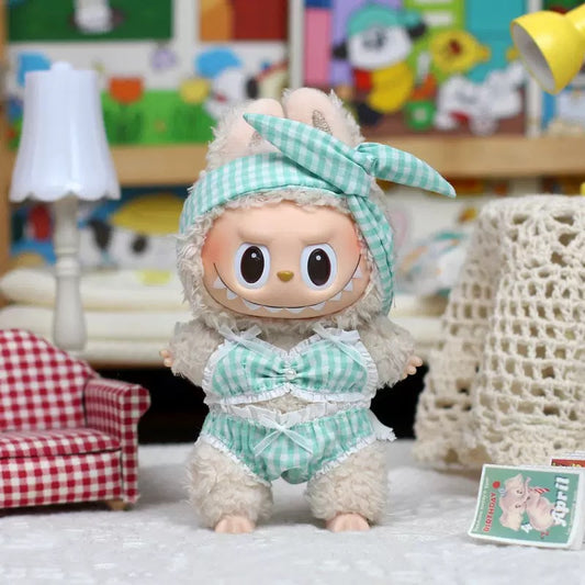 Labubu Macaron Blind Box + Labubu light blue checkered swimsuit Edition