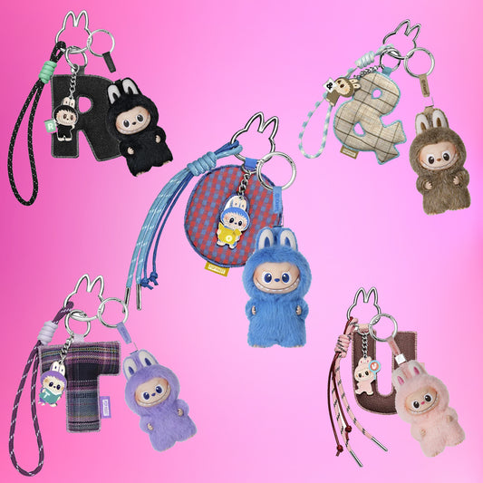 Pin for Love Mini Labubu Doll+Letter Pendant Combo (N-Z)