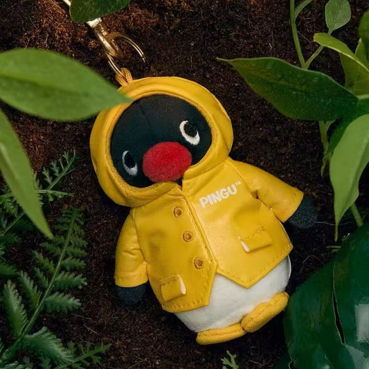 Pingu Plush Raincoat Penguin Keyring