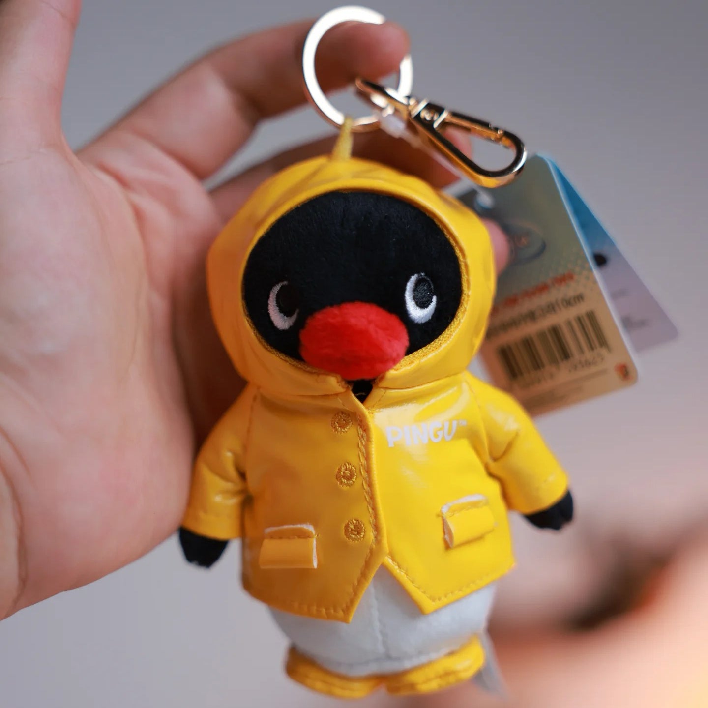 Pingu Plush Raincoat Penguin Keyring