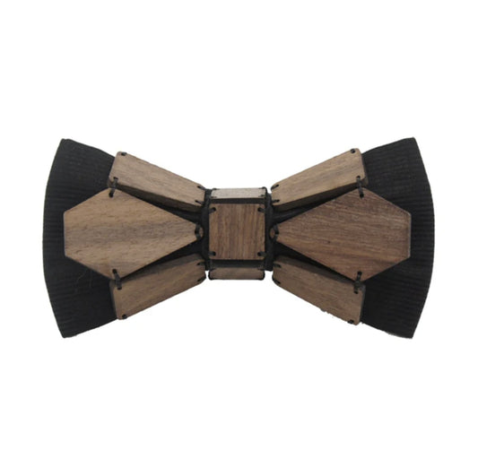 Geometry Series Walnut Wood Pre-tied Bowtie