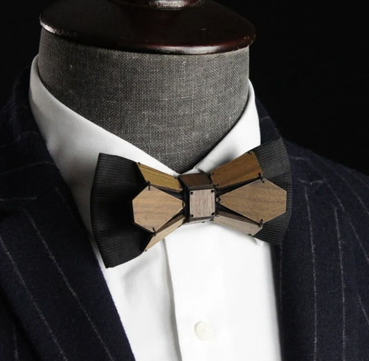 Geometry Series Walnut Wood Pre-tied Bowtie
