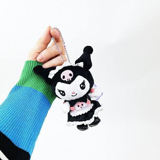 Sanrio Kuromi Maid Mascot Holder Plush Keychain Bag Charm